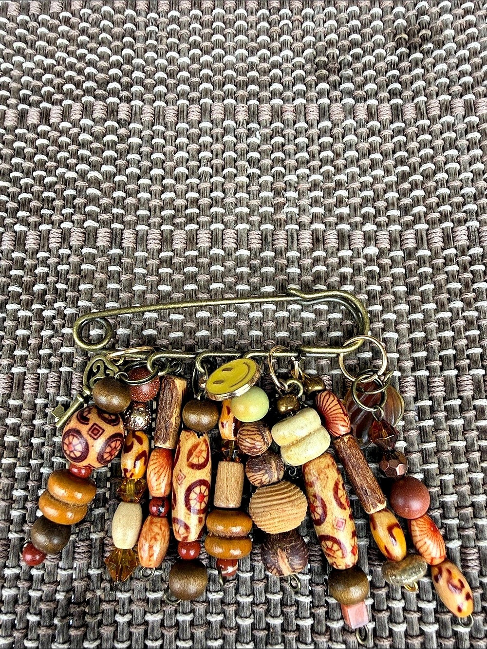 Beaded Statement Brooch in Brown & Multicolor Kilt Pin